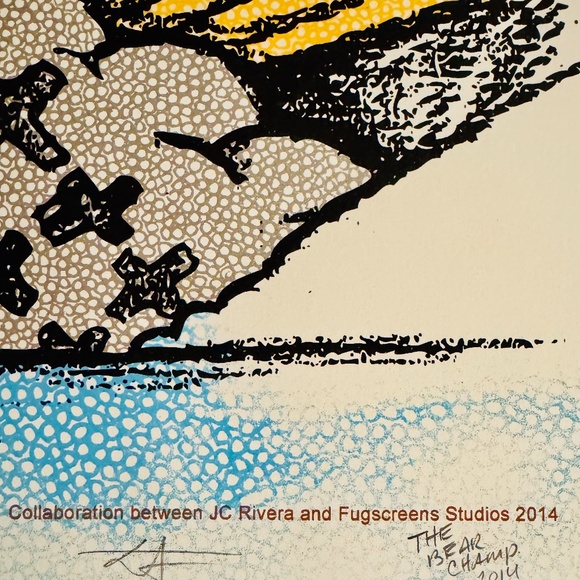 Jc Rivera "Bear Champ" Screenprint With Original Drawing, 2014 - Unframed - Picture 12 of 12